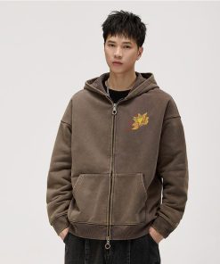 Autumn And Winter Fleece-lined Vintage Chinese Style Embroidered Hoodie