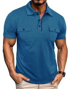 Alternative view of Summer Lapel Button Polo Shirt With Pockets Outdoor Fashion Short Sleeve Tops For Men Clothing